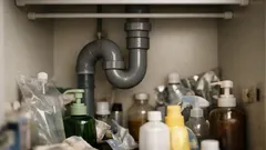 100均のつっぱり棒2本で洗面台下収納を2段化する簡単アイデア