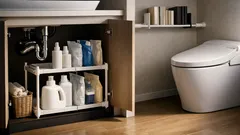 100均で洗面台下を2段化してスッキリ収納、排水管まわりもムダなく片付く