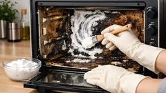 重曹でオーブンの焦げ付きが落ちる、こびりつきを浮かせる5ステップ掃除術