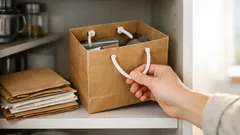 紙袋が捨てられない人へ、取っ手付き収納ボックスにリメイクする簡単術