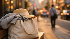 ヘアゴム1本で手が空く、子どもの上着をバッグに吊るす簡単ライフハック