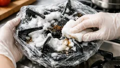 五徳の真っ黒汚れがスルッと落ちる、重曹×ウタマロの泡パック掃除術