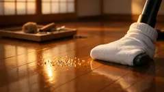 散らばったビーズの片付けは掃除機×靴下で一気に回収する方法